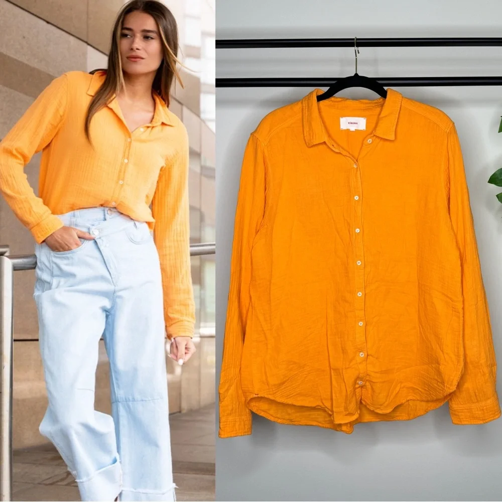 Xirena Gauze Cotton Scout Button Down Blouse size L Large - Picture 1 of 11